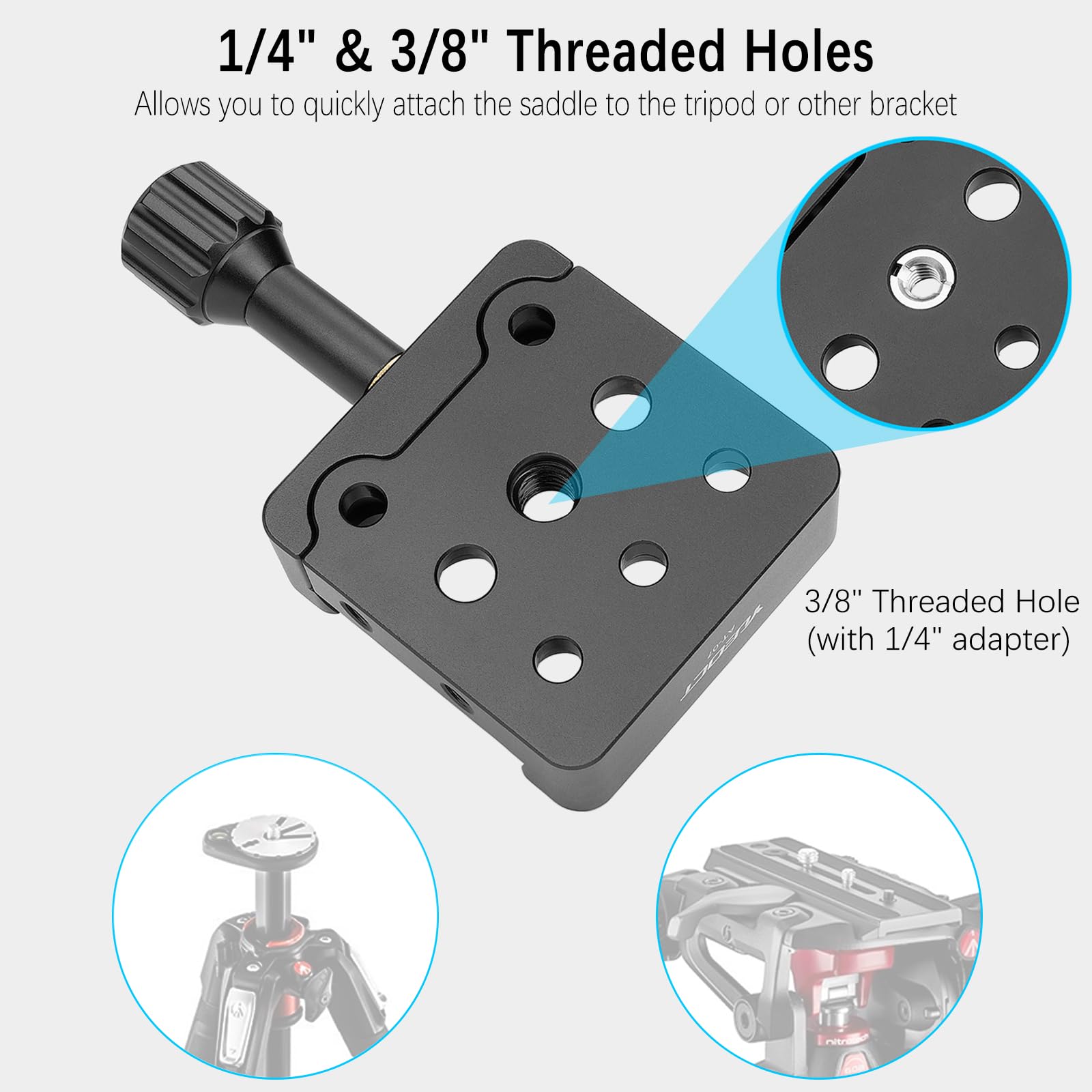 Yueoct Telescope Dovetail Saddle Clamp Tripod Adapter Mount For Vixen Style Dovetail Plate, Support Drop In Mounting, With M6 M8